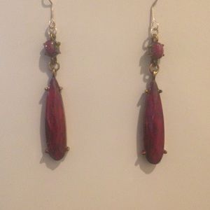 Boho Chic Style Magenta & Silver Dangling Earrings